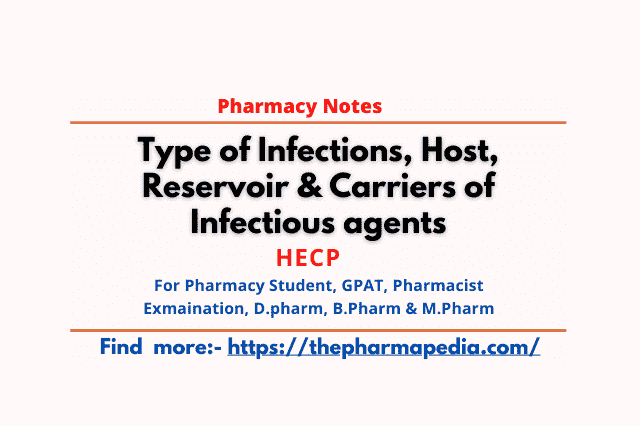 Type of Infections, Host, Reservoir & Carriers of Infectious agents
