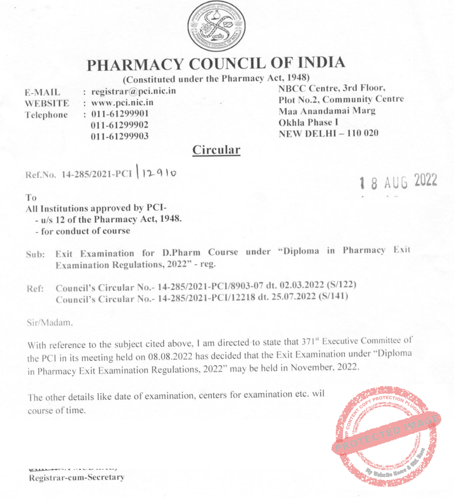 pci-conduct-exit-exam-in-november-2022-for-d-pharmacy-students-the