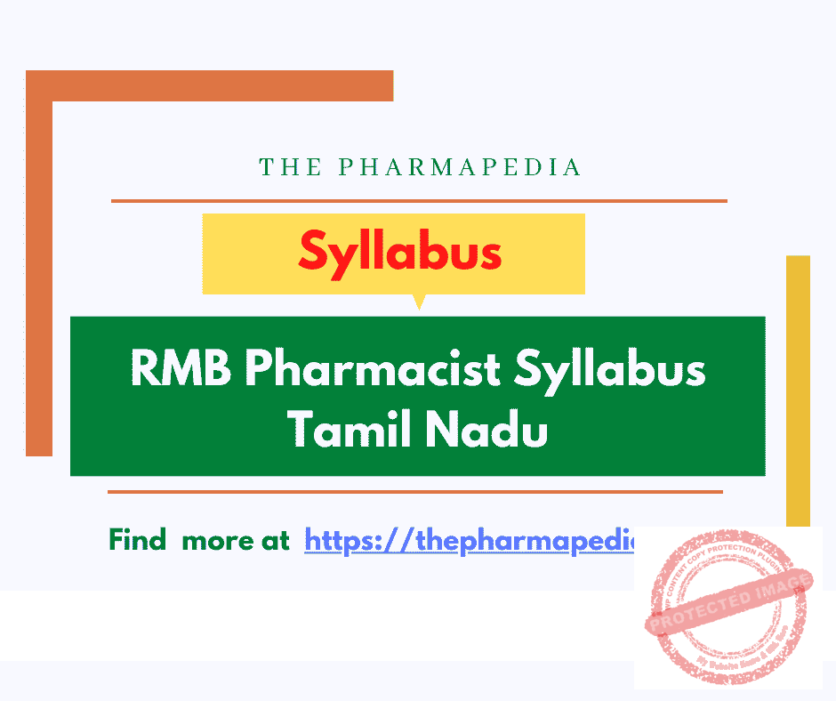 RMB, Syllabus, Pharmacist, TN, Tamil Nadu, Pharmapedia