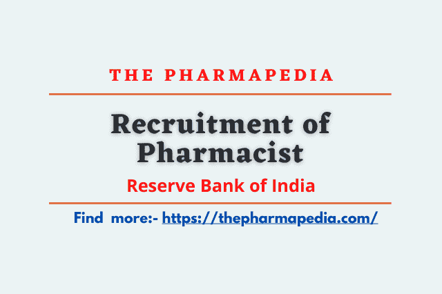 Pharmacist, vacancy, RBI, jammu, pharmapedia