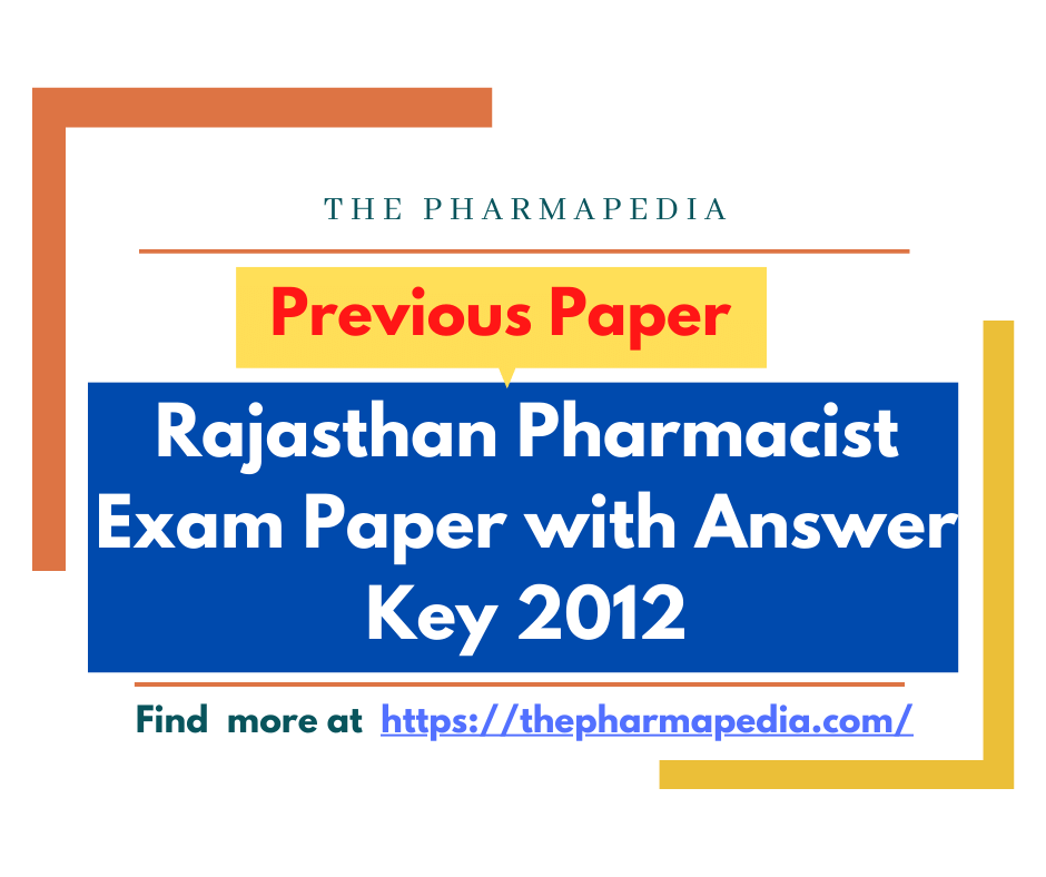 Pharmacist, Exam, Paper, Rajasthan, 2012