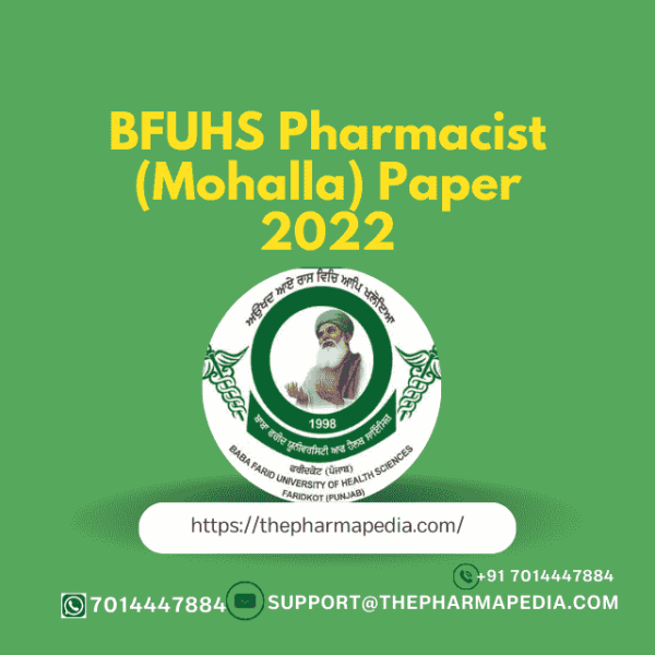 BFUHS, Punjab, 2022, Question, Paper, Pharmacist, Mohalla, Clinic