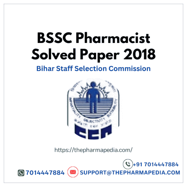 BSSC, Bihar, Staff, Selection, Commission, Pharmacist, Question, Paper, 2018, Solved