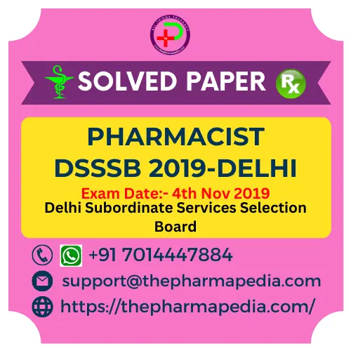 DSSSB Pharmacist Previous Year Question Paper with Answer Key