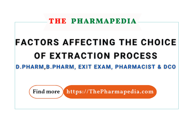 Pharmaceutical extraction process showing solvent selection and plant material factors affecting extraction efficiency