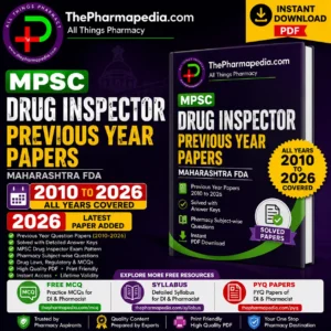 MPSC Drug Inspector and Assistant Commissioner FDA previous year question papers PDF bundle.