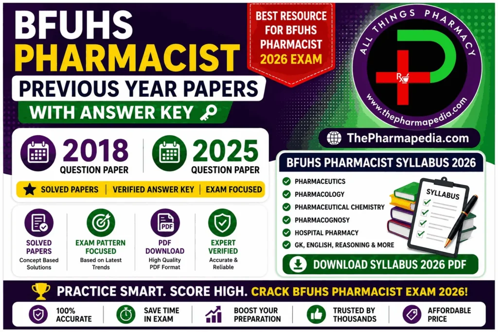 BFUHS Pharmacist Previous Year Question Papers Solved PDF with Answer Key