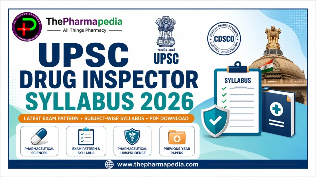 UPSC Drug Inspector Syllabus 2012 PDF containing detailed Pharmacy and General Knowledge syllabus