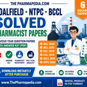 Coalfield NTPC BCCL Pharmacist Solved Previous Year Question Papers PDF with Answer Key – Instant Download Pharmapedia