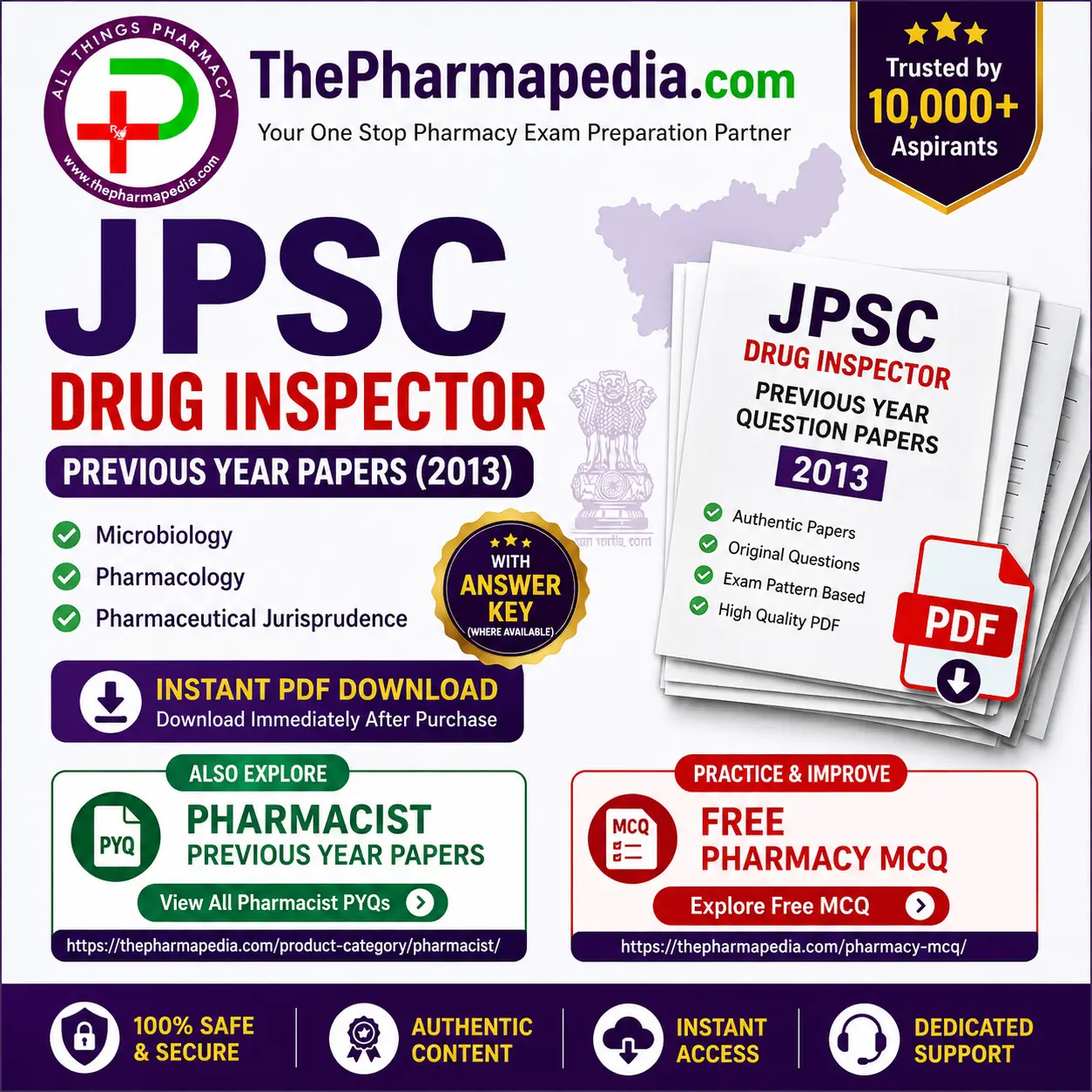 JPSC Drug Inspector Previous Year Papers PDF with Answer Key Jharkhand