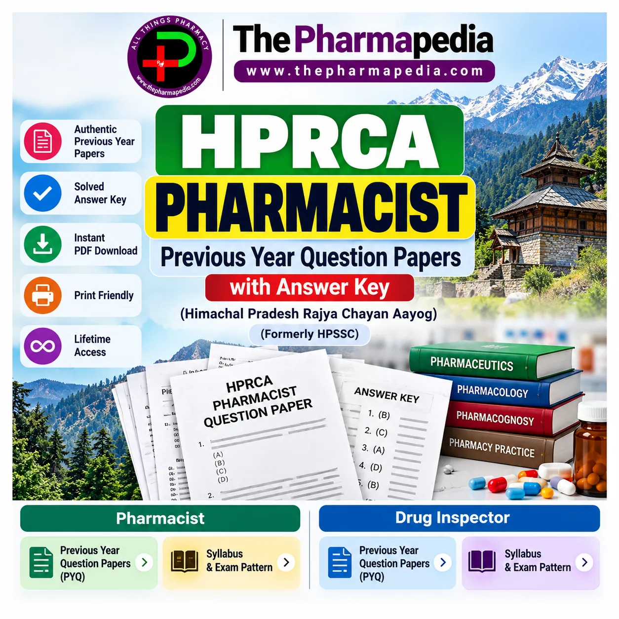 HPRCA Pharmacist Previous Year Question Papers with Answer Key PDF Himachal Pradesh